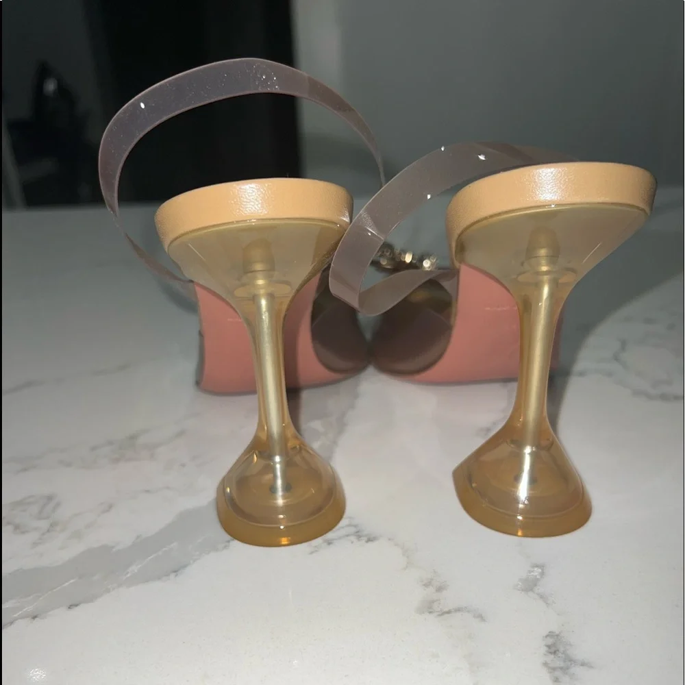 Amina Muaddi Brown Heels with Silver Embellishments - Picture 10 of 15